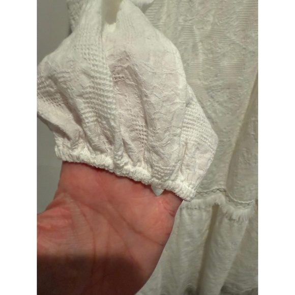 Line and Dot Maxi Dress Womens Size S White Tiered Fringe Bohemian Chic EUC - Picture 6 of 12